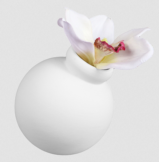 tilted ball bisque vase