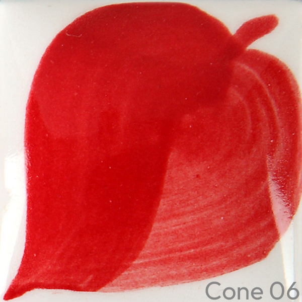 Passion Red ez stroke from duncan ez075. high pigment bright red detailing underglaze for pottery pa