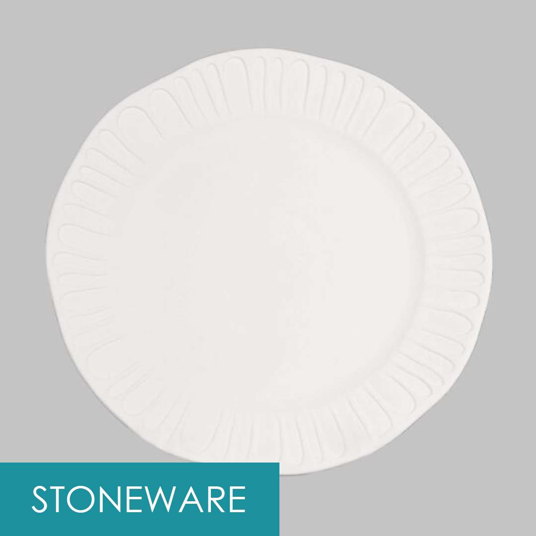 SB151 stoneware bisque fluted dinner plate